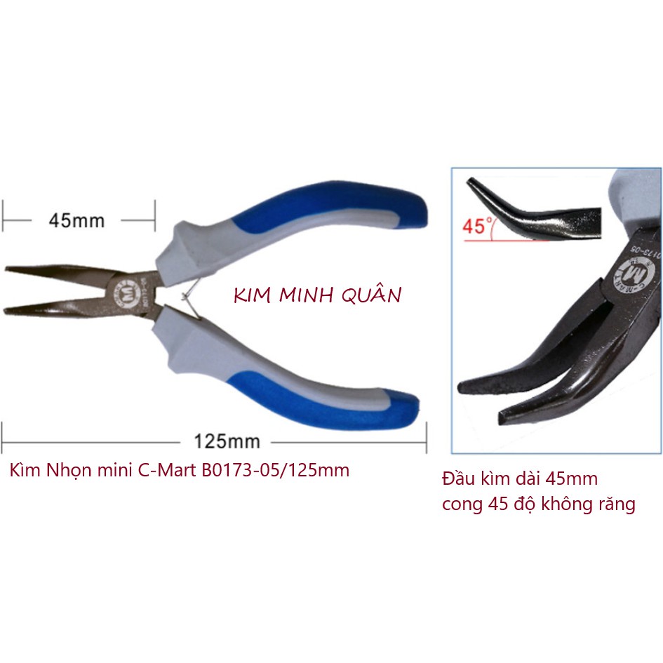Kìm nhọn mini 5inch miệng tròn ,dẹp , cong b0017, b0171, b0172, b0173 c-mart