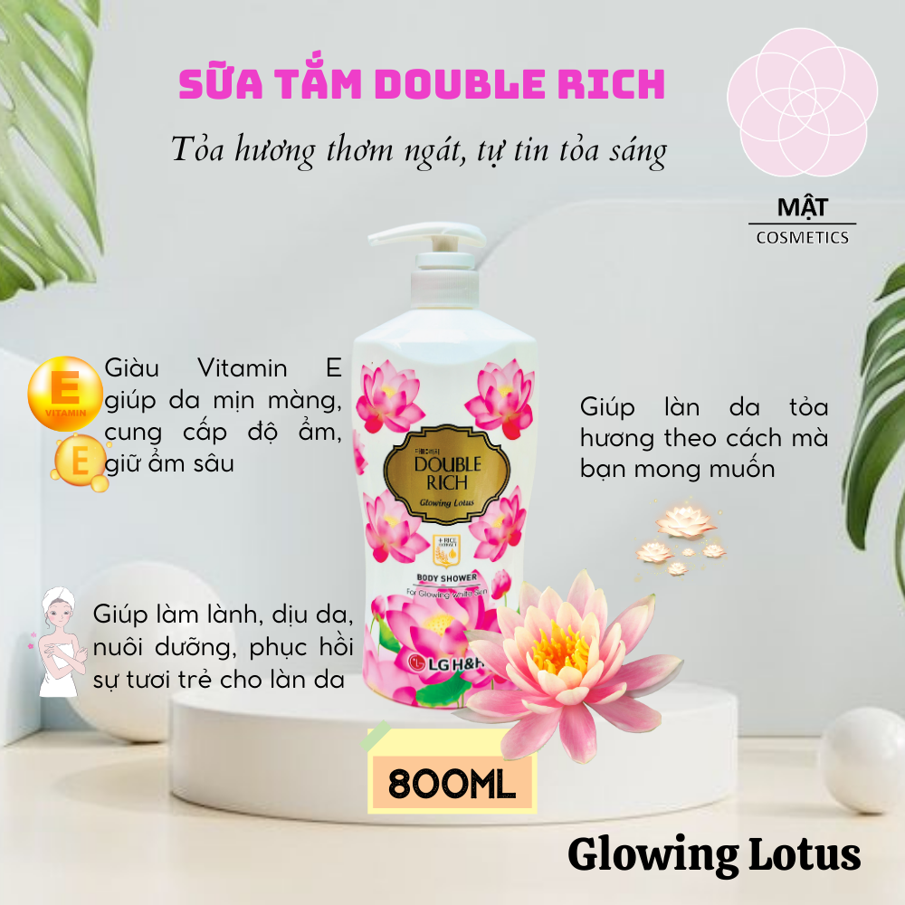 Sữa tắm hương hoa Double Rich Hoa Iris - Hoa Hồng - Hoa Lily - Hoa Anh Đào - Hoa Sen 800g