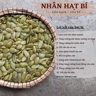 Hạt bí xanh tách vỏ sấy khô 500G