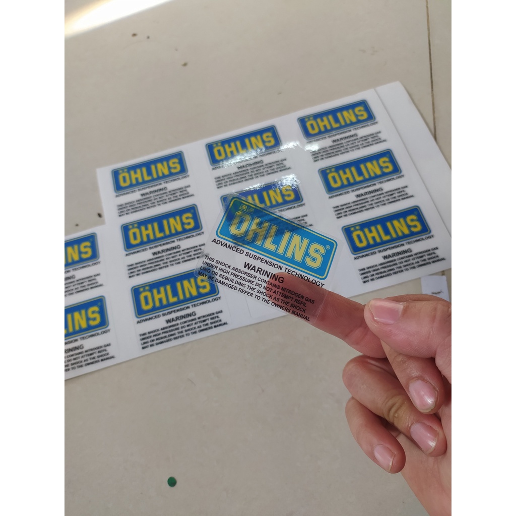 2 Miếng Tem Phuộc Ohlins Xanh Trong Suốt Dán Phuộc