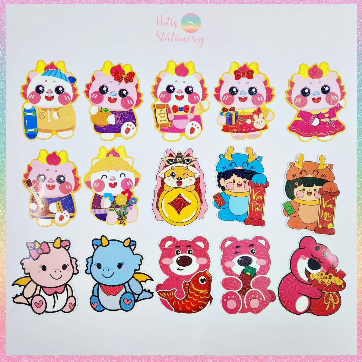 Set 10 Bao lì xì Rồng Chibi dạ quang Giáp Thìn 2024
