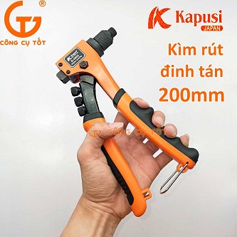 Kìm rút đinh tán công nghiệp Kapusi JAPAN 8inch, kềm rút rive trợ lực đinh rút nhôm, inox 2.4-4.8mm, thép Carbon siêu cứng, độ bền cao, lực rút mạnh, thao tác nhanh, nhẹ nhàng, kìm rút rive trợ lực, kìm rút tán đinh, rivet, kìm rive