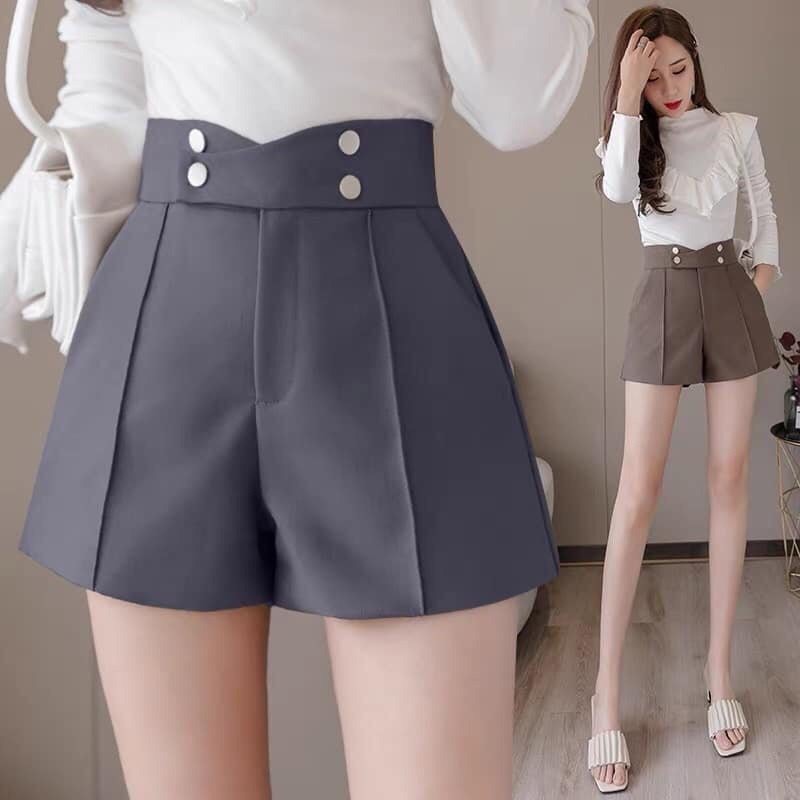 Quần Short Lưng Cao 4 Cúc Cạp Chéo
