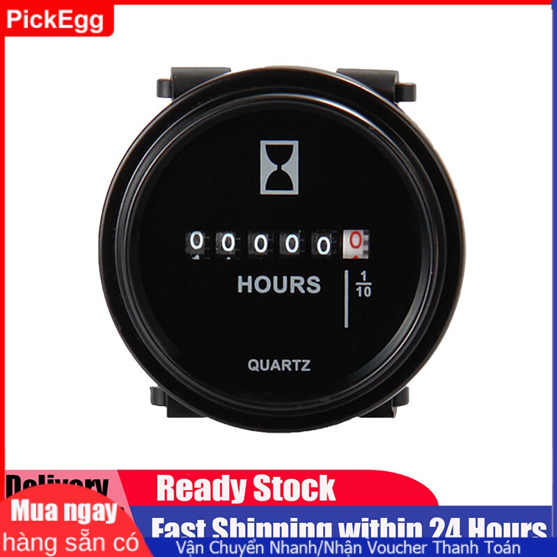 PickEgg Round Waterproof Timer LCD Display Engine Digital Tach Hour Meter for Gasoline Diesel Engine Lawn Mower Motorcycle