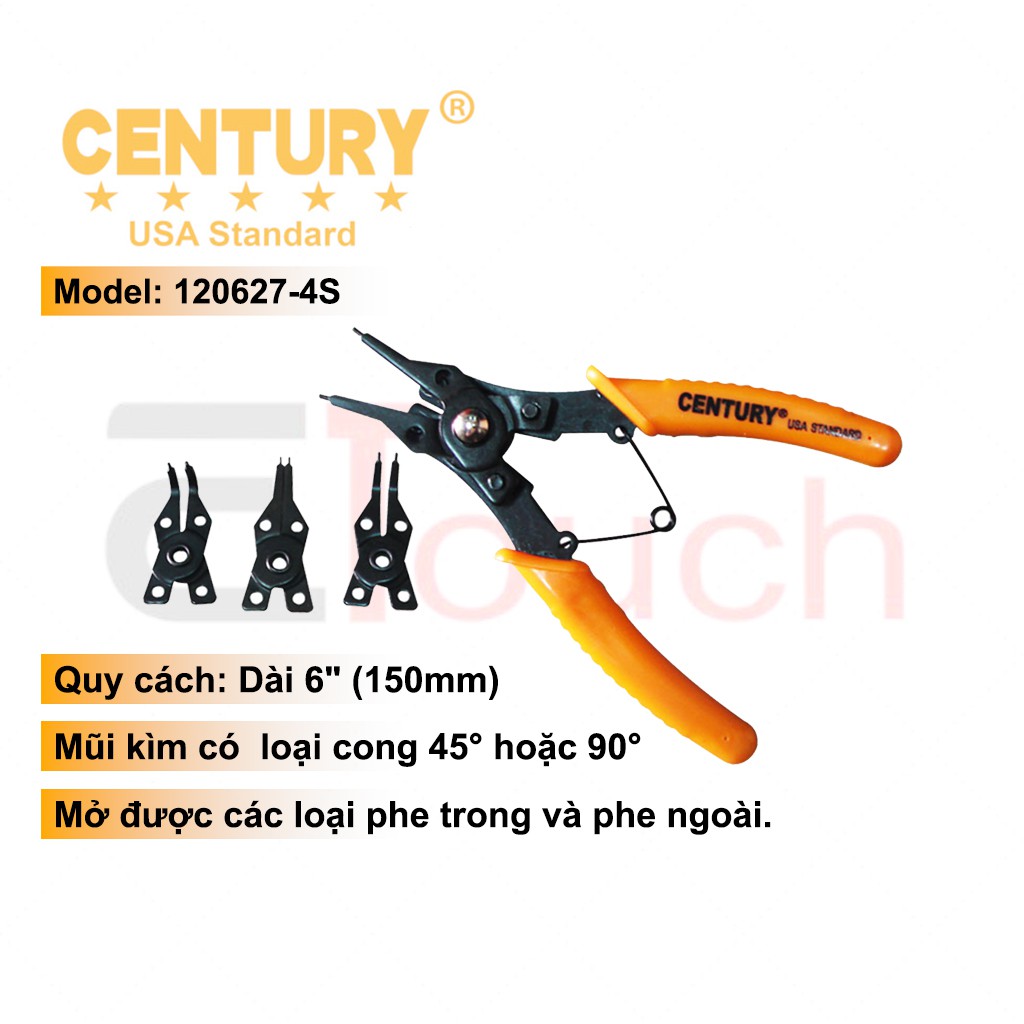 Bộ Kềm, Bộ Kìm Mở Phe Đa Năng 4 Đầu CENTURY Mã 120627-4S Chất Liệu Thép Cr-V (Chính Hãng)