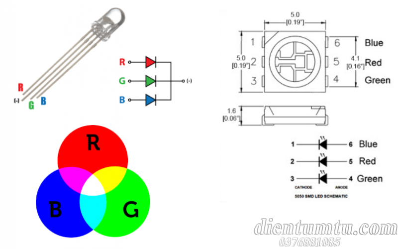 Led RGB 4 Chân Siêu Sáng Phi 5mm