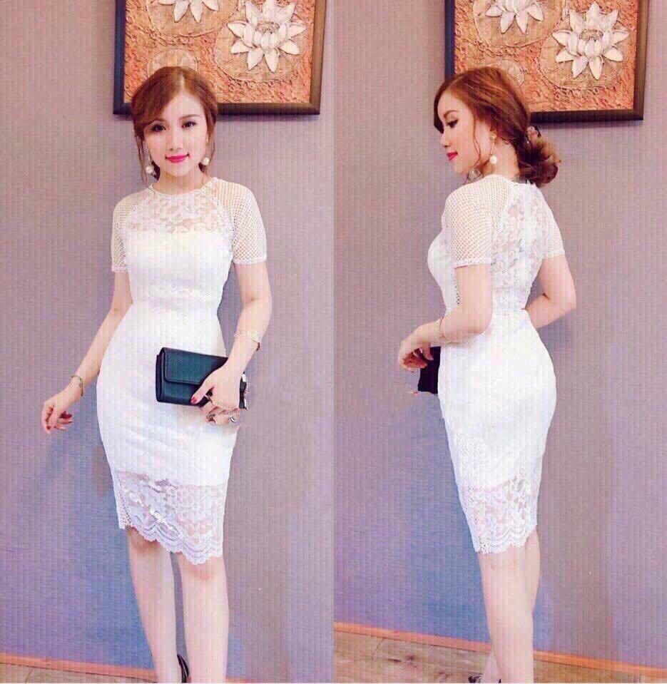 Đầm ôm body vải cát hàn phối R05 - TPD