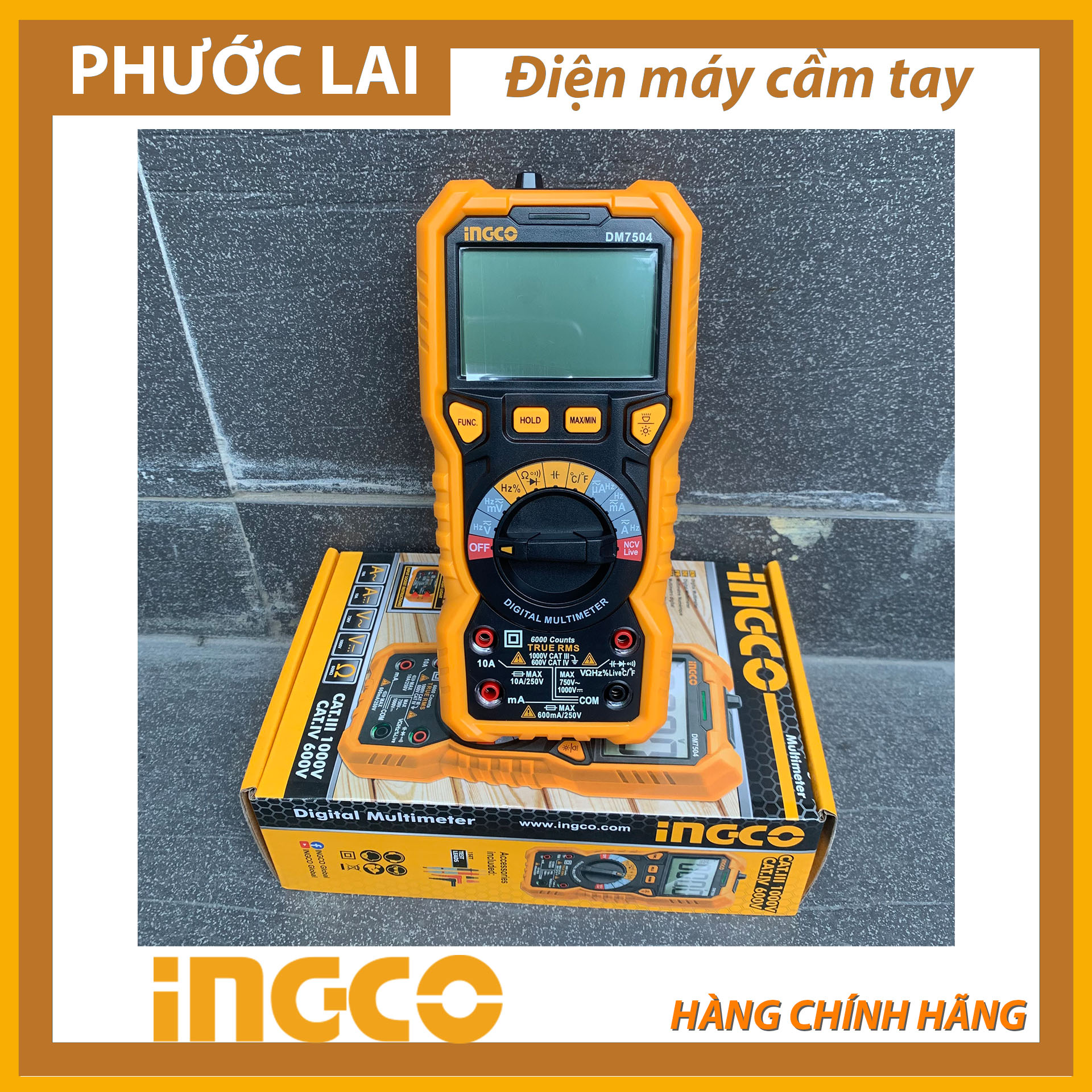 Đồng hồ vạn năng kỹ thuật số (6000 số đếm) (Chính Hãng) INGCO DM7504