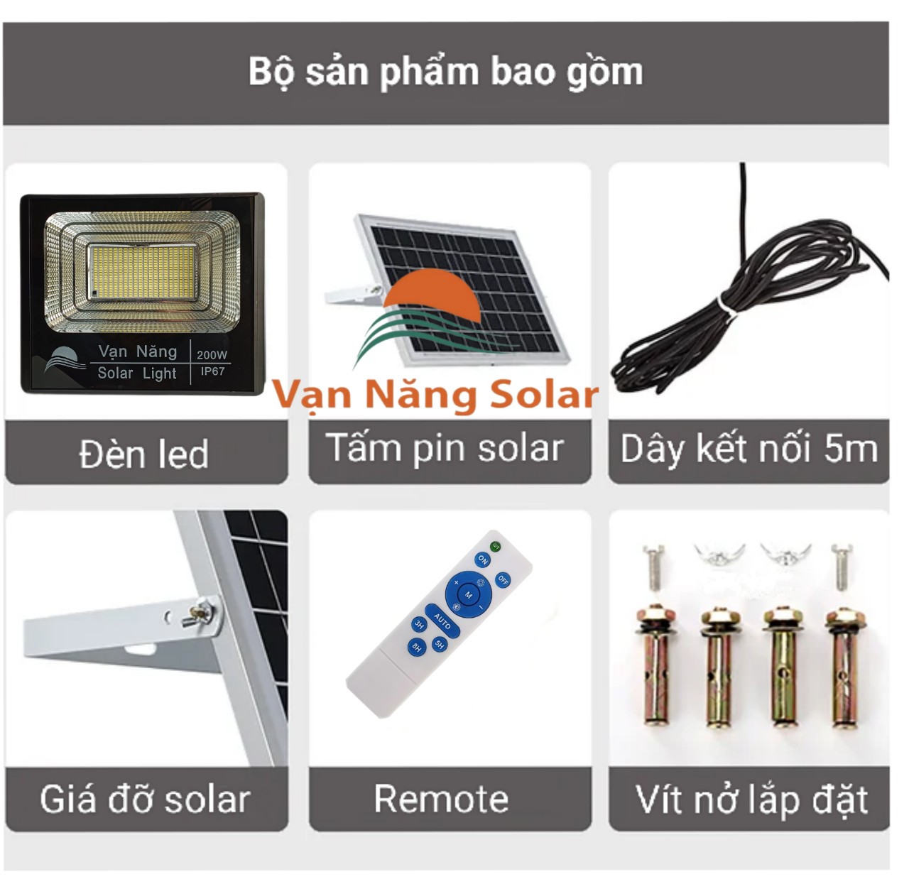 Đèn năng lượng mặt trời Vạn Năng Solar 100W