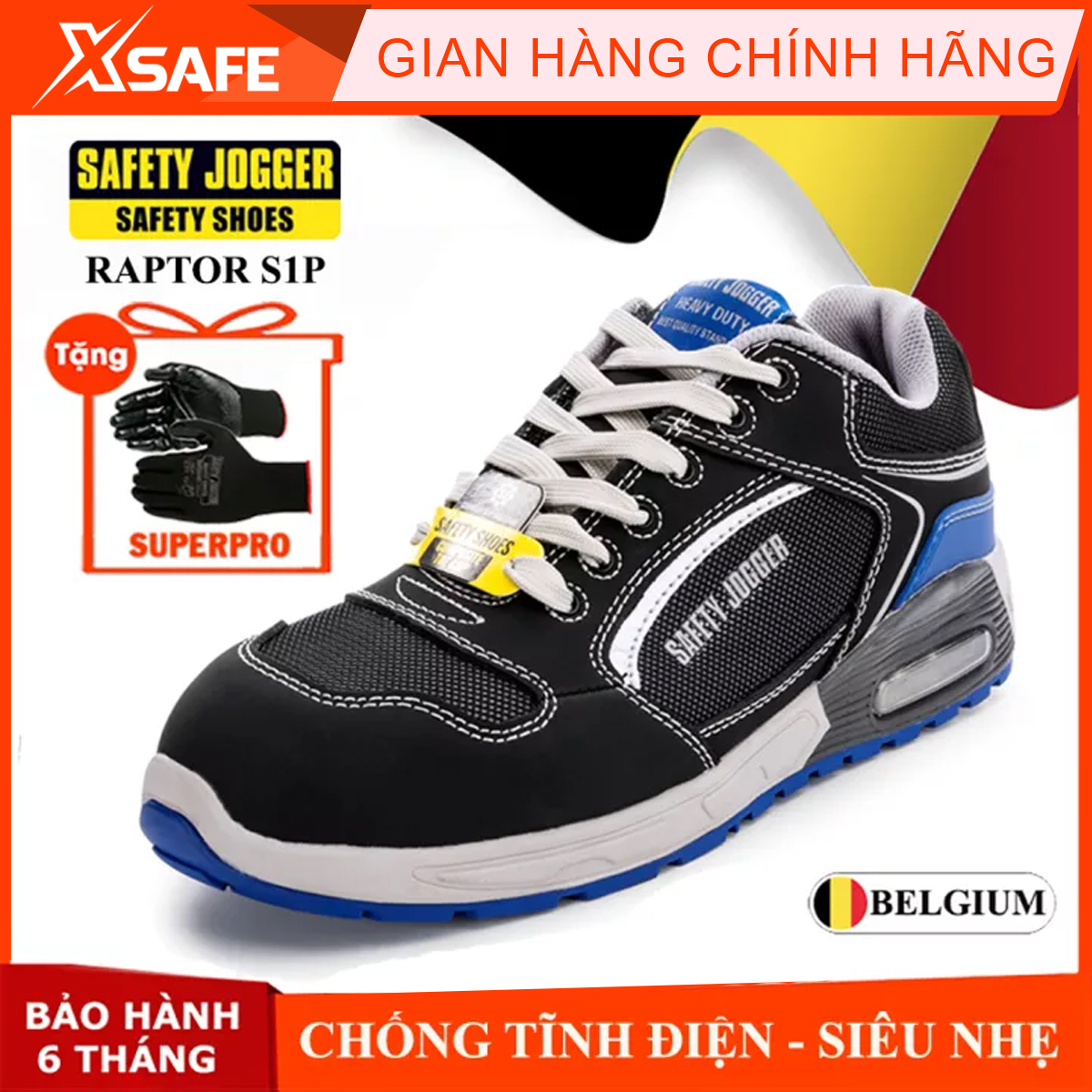 Labor protection shoes male jogger Raptor S1P nubuck leather + net fabric breathable, ultra-light, đệm gas lift up heels, composed non-works, factory, airport low neck designs high-end sports [xsafe] [Xtool]