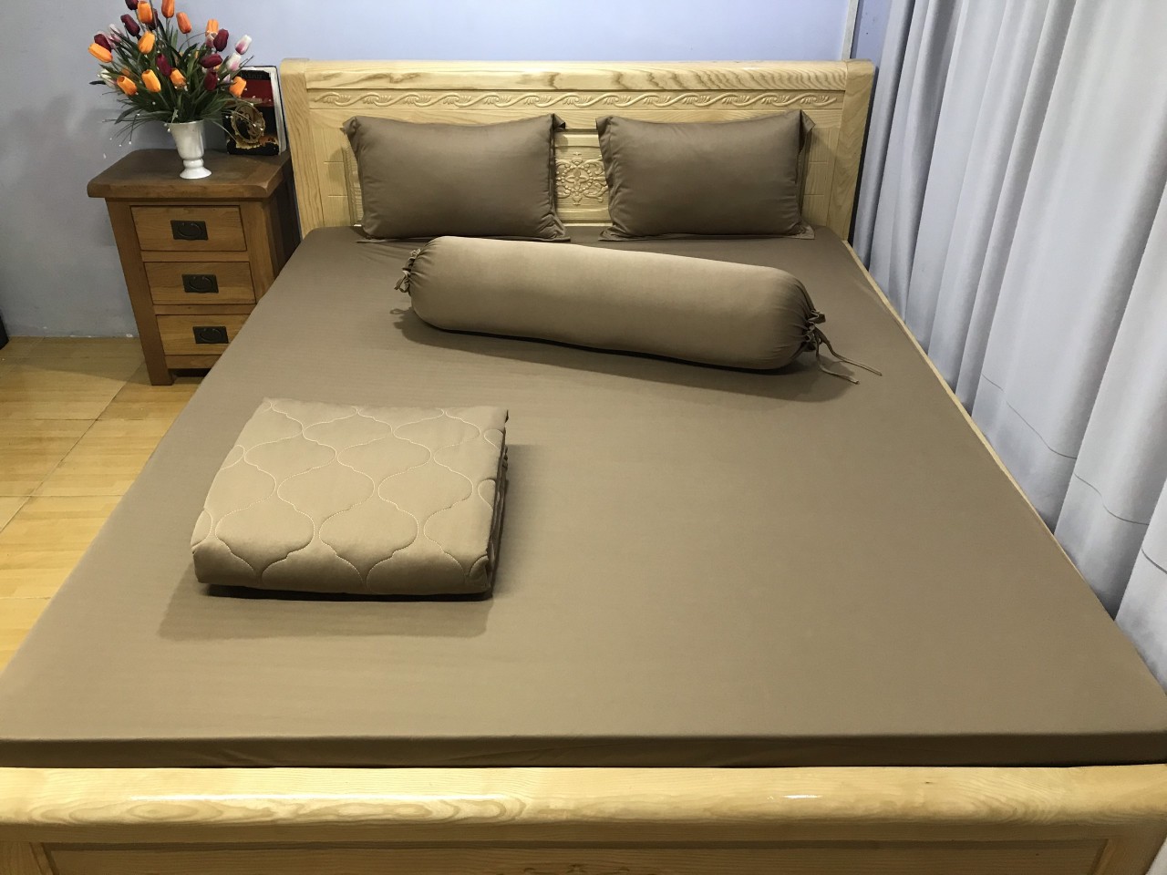 Drap Lẻ Thun Lạnh Hàn Quốc Lan Phạm Bedding - Màu Nâu Tây