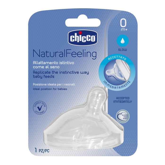 [Tặng quà] Núm ty nghiêng Pisa Natural Feeling chảy chậm Chicco 0M+ ( Tặng 01 ống bón 5ml )