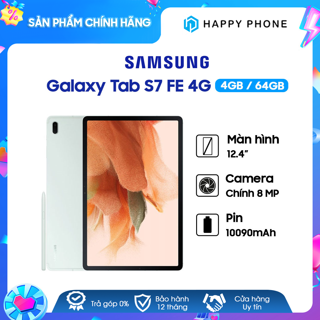 Máy tính bảng Samsung Galaxy Tab S7 FE (4GB/64GB) - Hàng chính hãng, Mới 100%, Nguyên Seal | Bảo hành 12 tháng