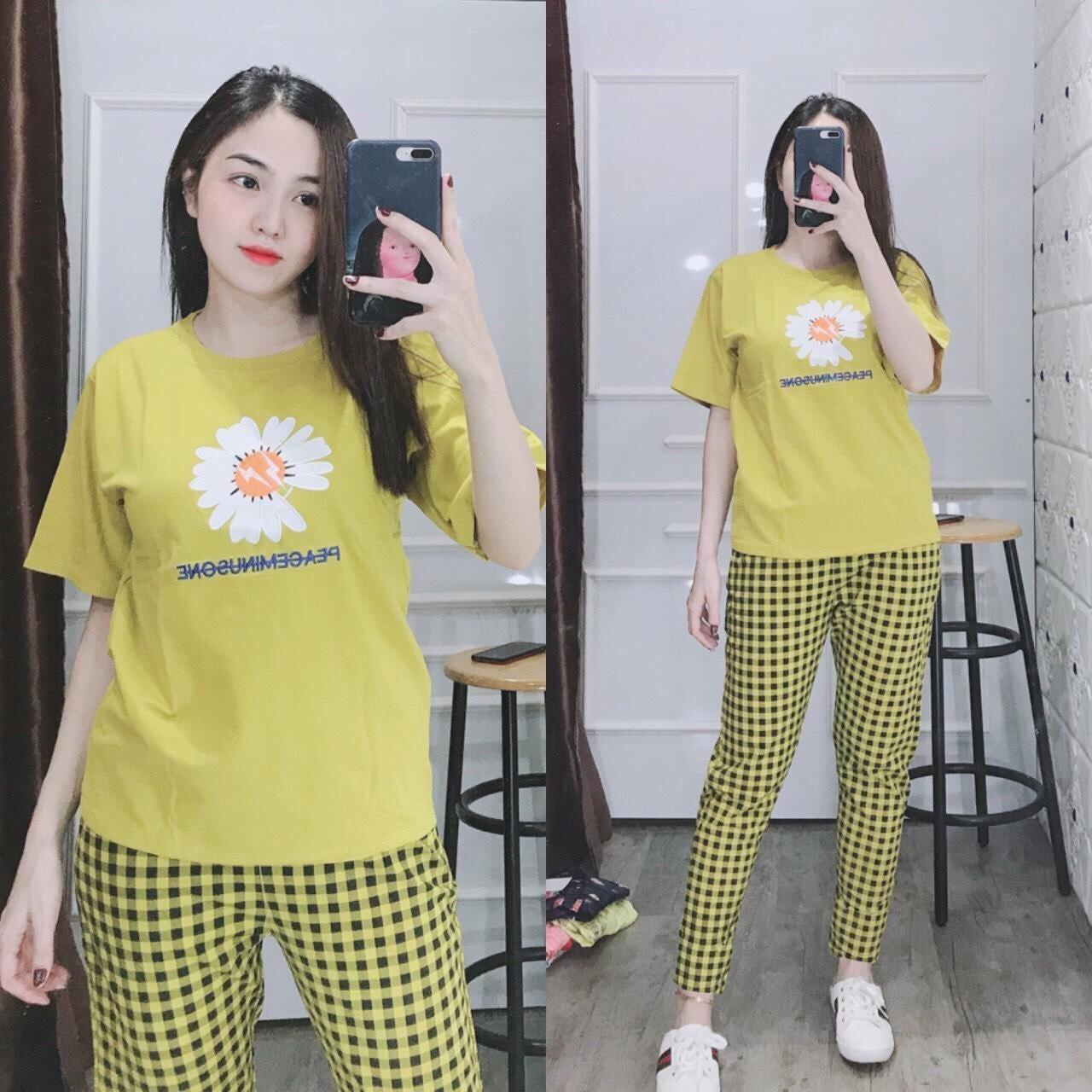 SET BỘ ĐỒ MẶC NHÀ HỌA TIẾT BÔNG HOA CỰC ĐẸP