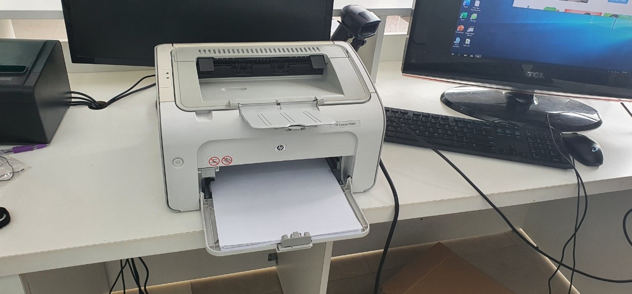 Máy in laser nhỏ gọn siêu bền hp p1005: in khổ giấy a4 - a5 hộp mực mới 100% - tặng kèm dây nguồn và dây usb mới