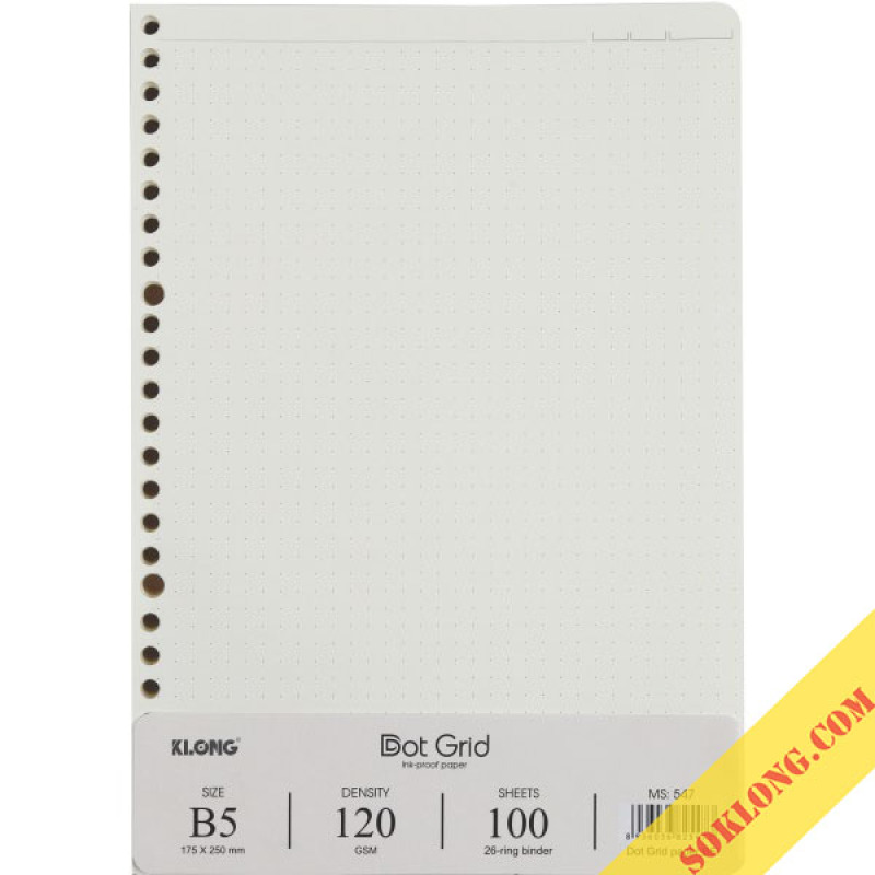 Ruột sổ còng Dot Grid B5 Klong - 100 tờ MS 547