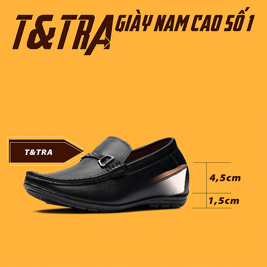 [ 6CM ] Giày Độn Nam T&TRA T83 Đen trơn