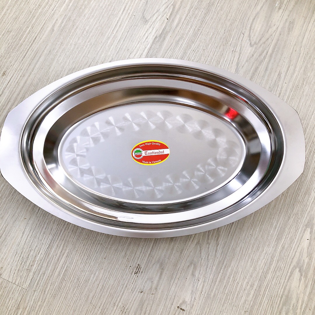 Dĩa bò né hột xoài inox, đĩa hấp cá inox, đĩa inox cao cấp loại1 lòng sâu