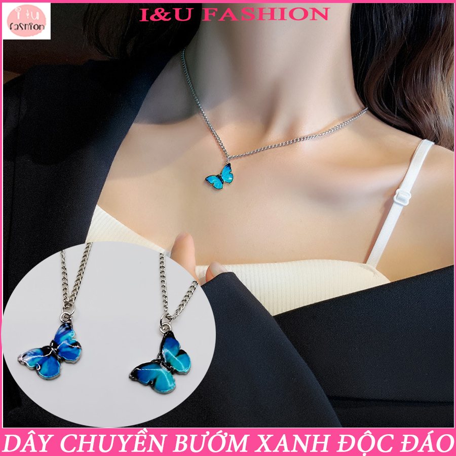 Dây Chuyền Vòng Cổ Nam Nữ , Vòng Cổ Đôi , Vòng Cổ Nhóm Hình Chú Bướm Màu Xanh Nổi Bật Độc Đáo Siêu HOT Và Dễ Thương Chất Liệu Kim Loại VC-33