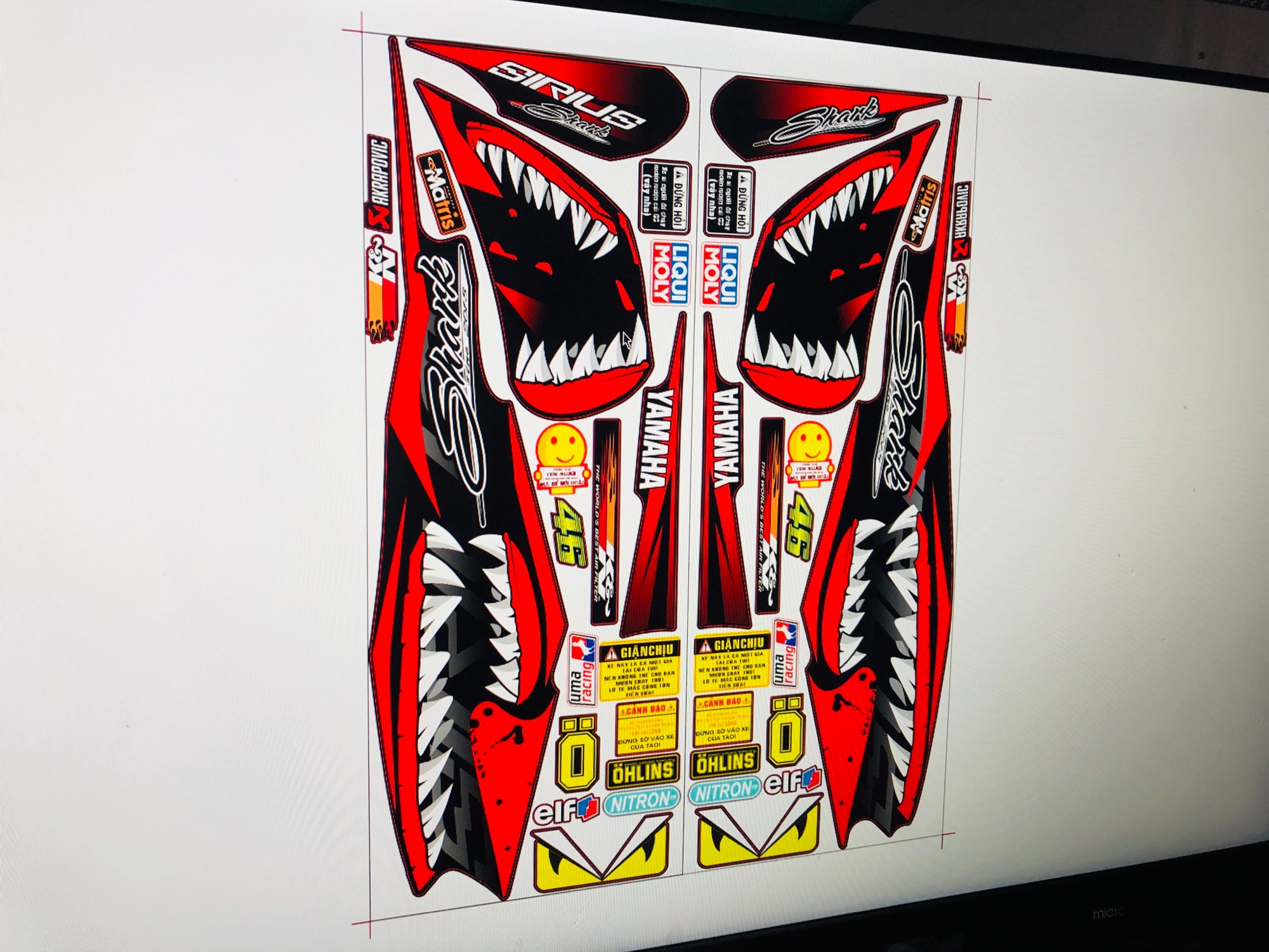 [ QUÍ KHÁCH VUI LÒNG MANG TEM RA TIỆM CHO THỢ DÁN] TEM RỜI Sirius răng cá mập dán xe đen