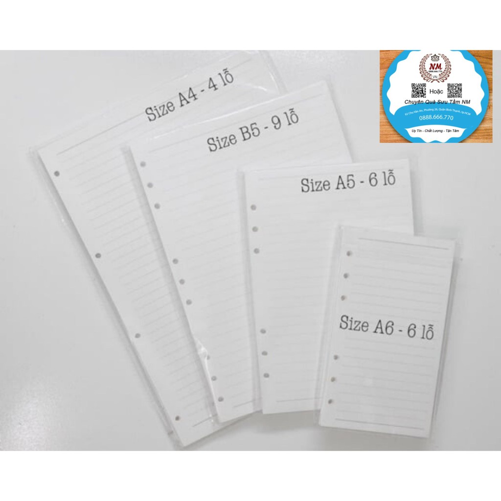 Giấy Refill Sổ Còng A7 A6 A5 A4 B5 Cao Cấp