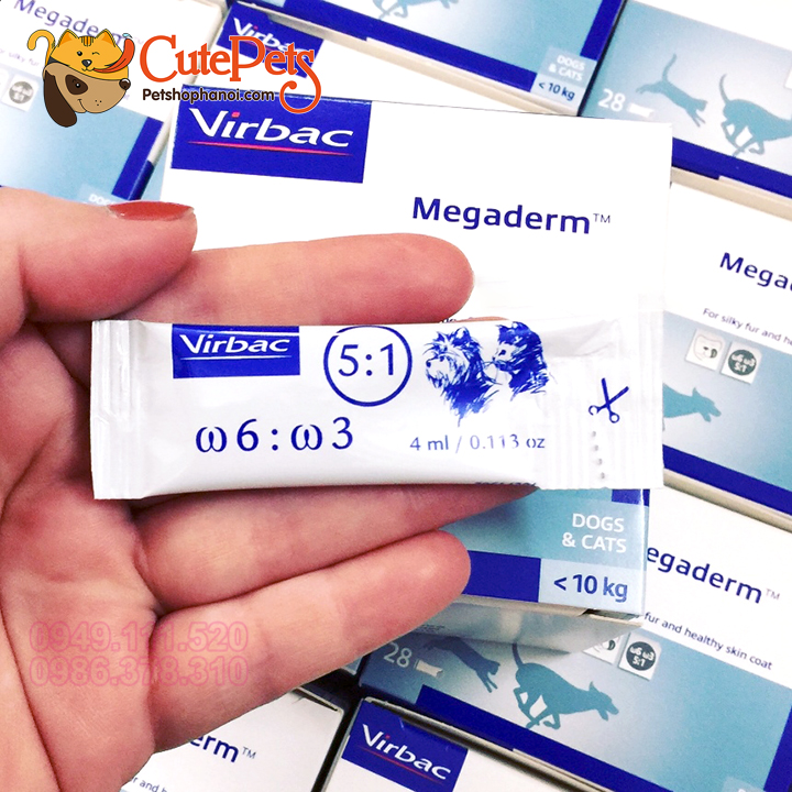 Gel dinh dưỡng cho chó mèo Virbac Megaderm Gel dưỡng mượt lông, chống rụng lông cho thú cưng - CutePets