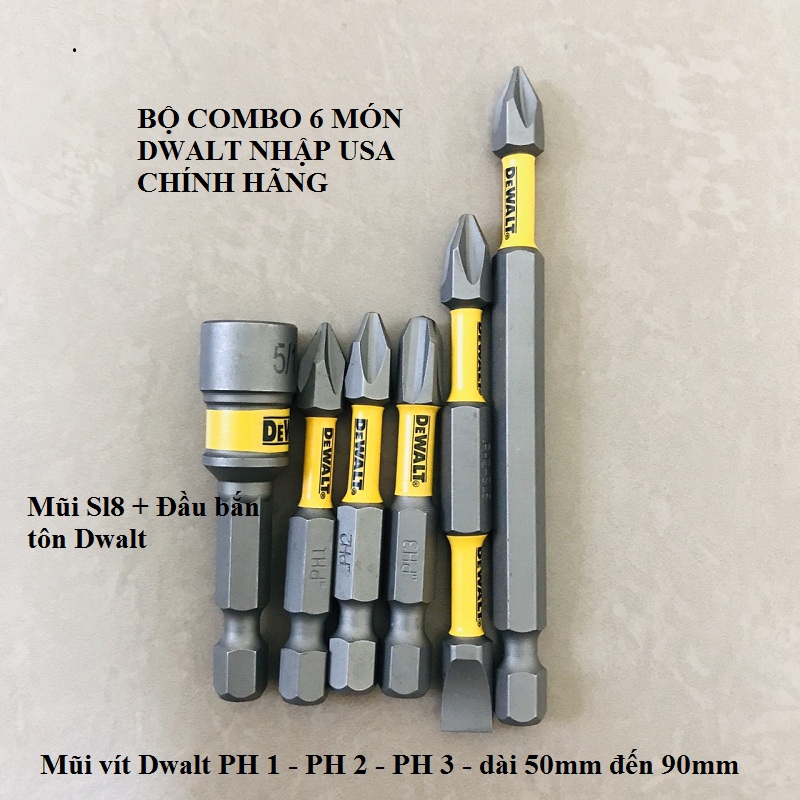 Bộ 6 Mũi Vít DeWalt Có Từ Nhập