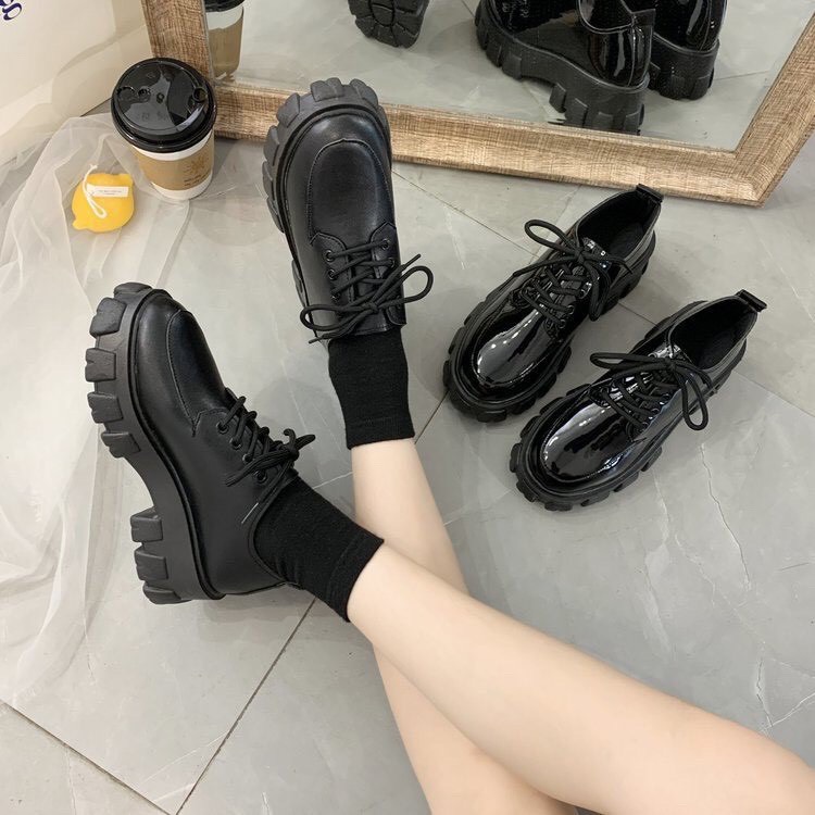 giày bốt nữ cổ thấp da ( bóng,mờ) đế độn tôn dáng hót