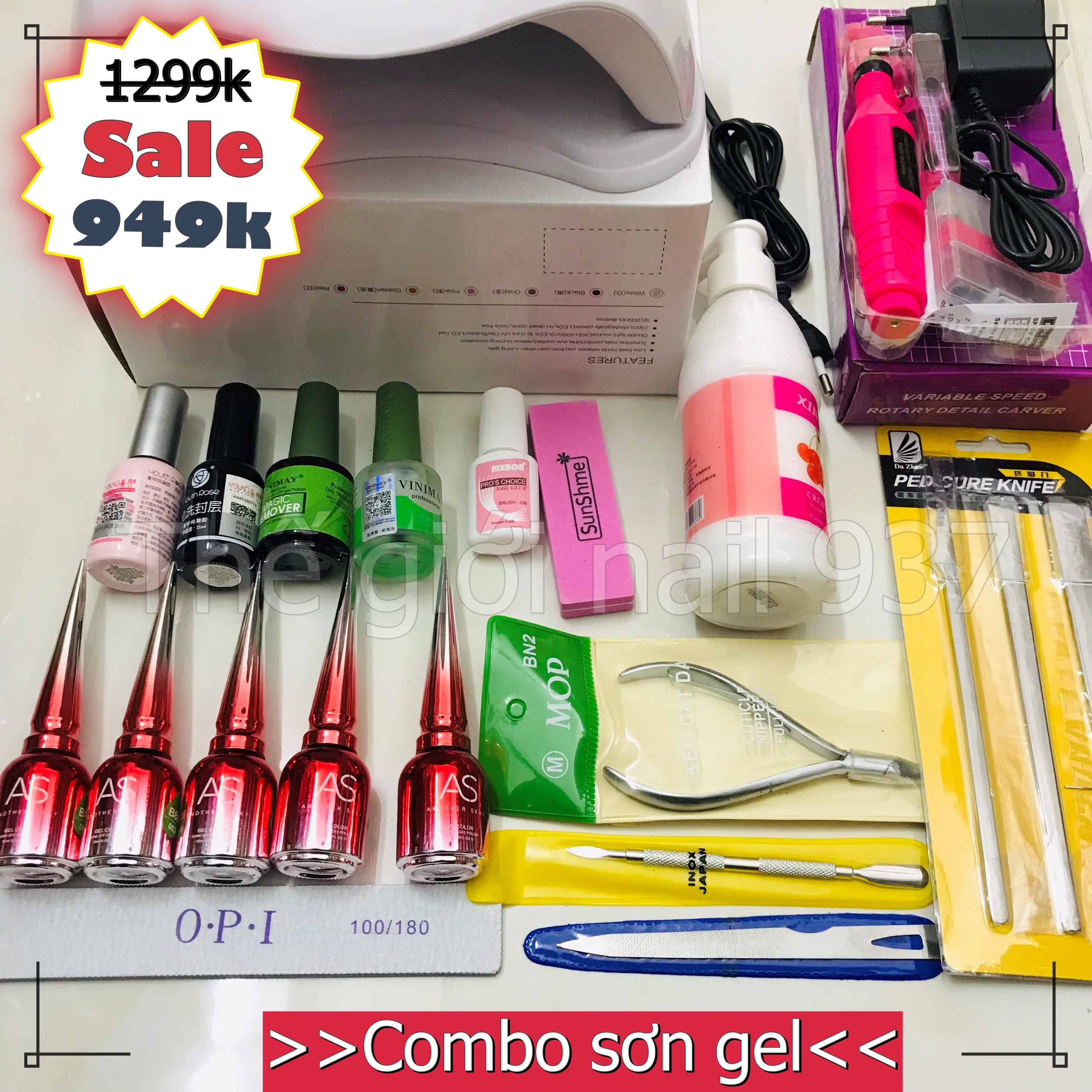 Combo đồ làm nail cơ bản 949k - (Combo làm sơn gel tại nhà) - TGN937 - Combo 18