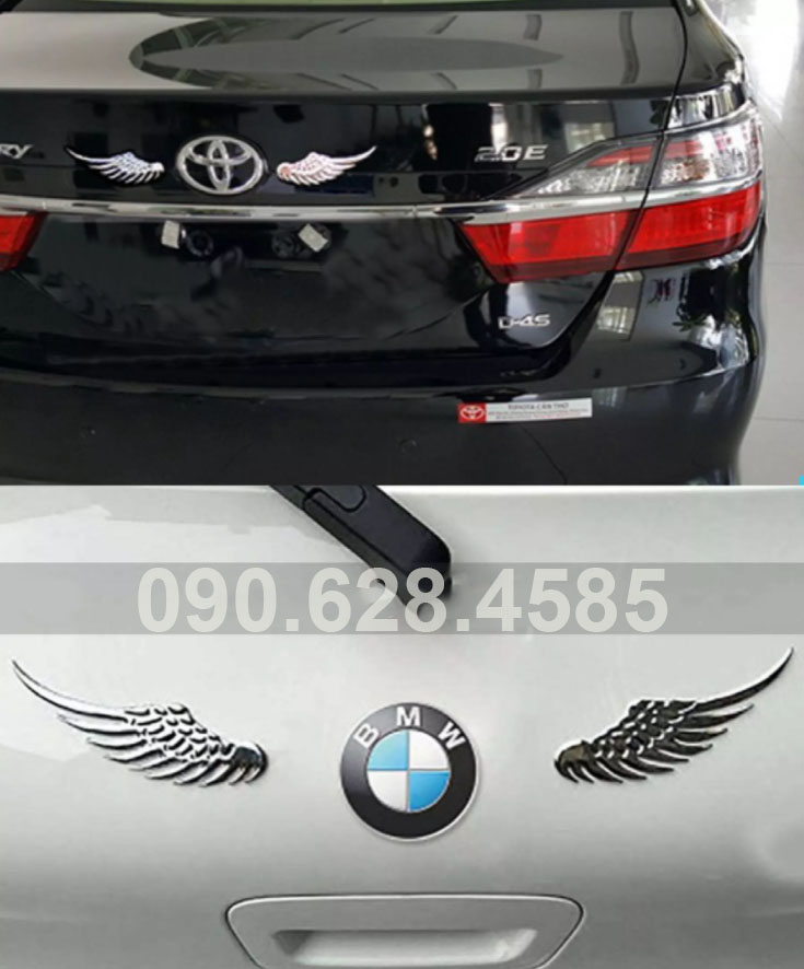 Đôi cánh thiên thần 3D gắn logo xe hơi trang trí