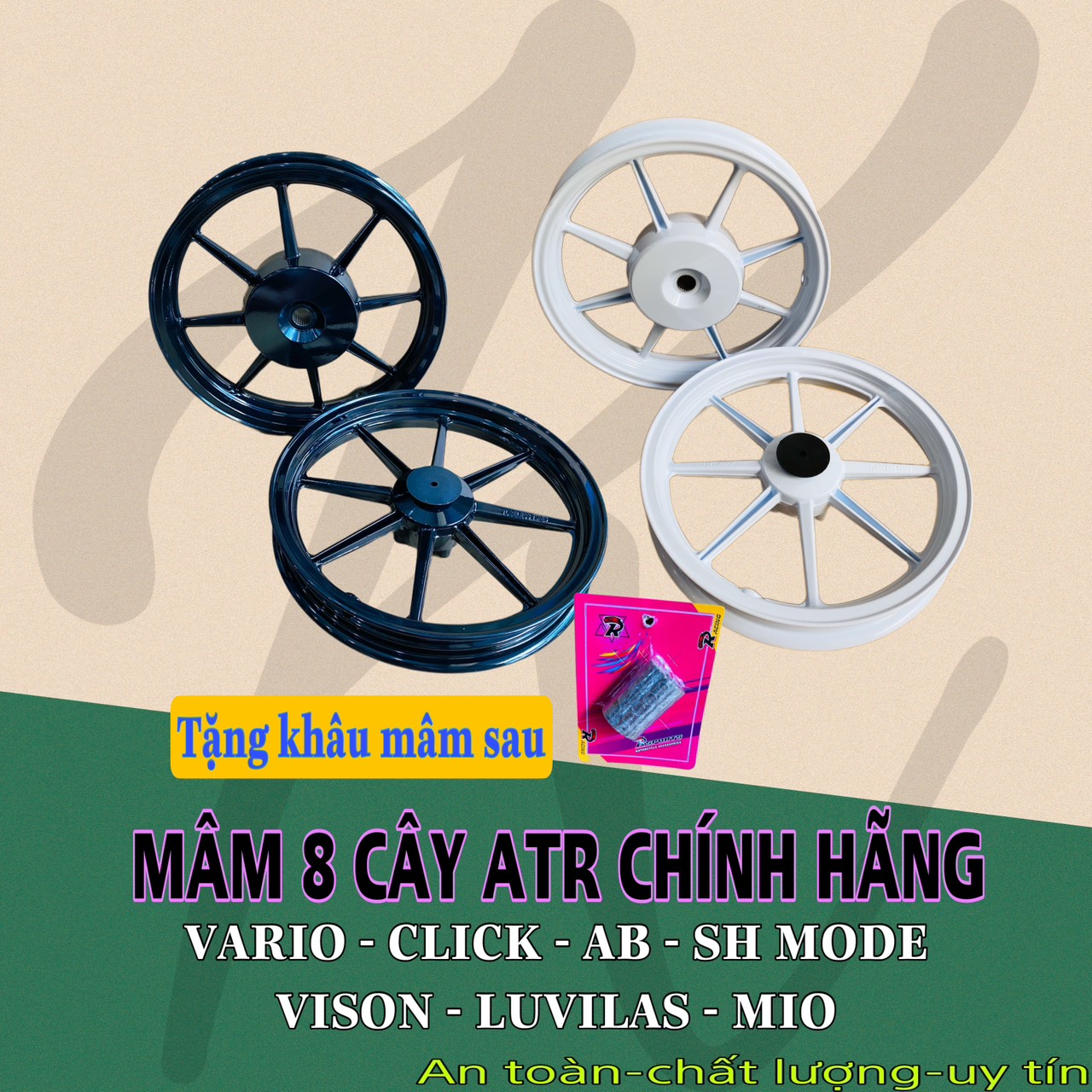 Mâm 8 cây ATR VARIO /CLICK /AB /VISON / PCX/ SH mode /LUVILAS /MIO