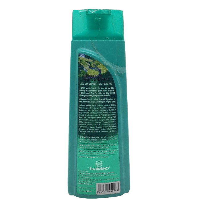 [HCM]Dầu Gội Dầu Gội Chanh - Sả - Bạc Hà Thoraka (400ml)