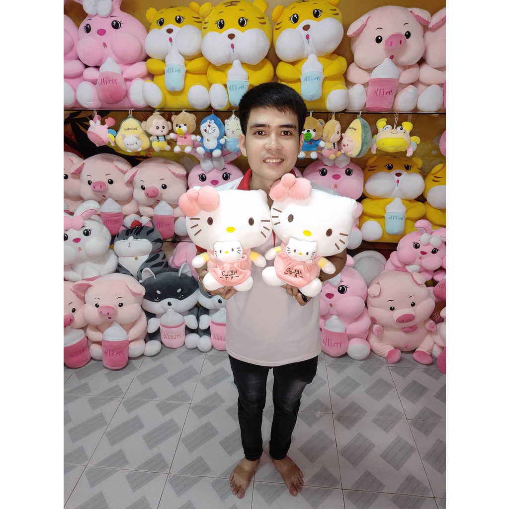 Hello Kitty Ôm Baby Gấu Nhồi Bông Cho Bé