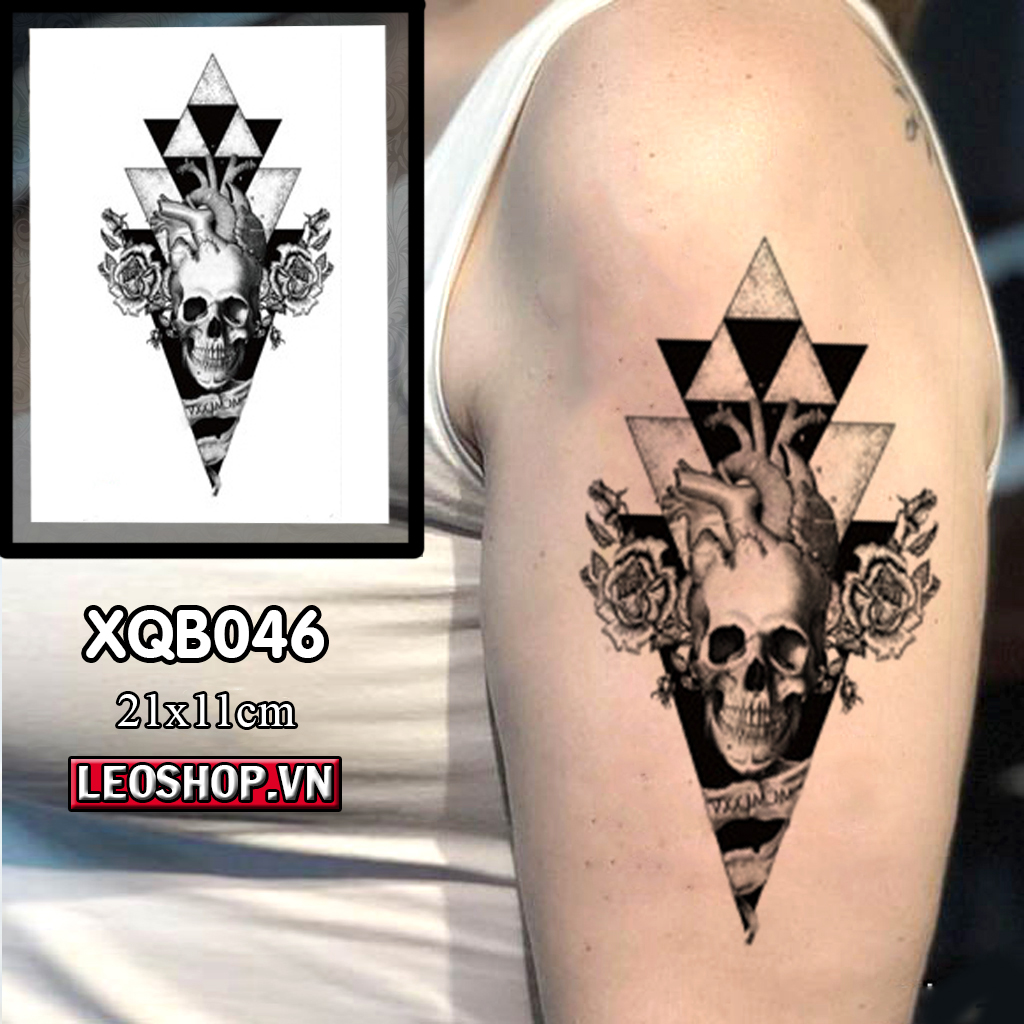 Hình Xăm Dán Đầu Lâu, Thần Chết (21x11cm)