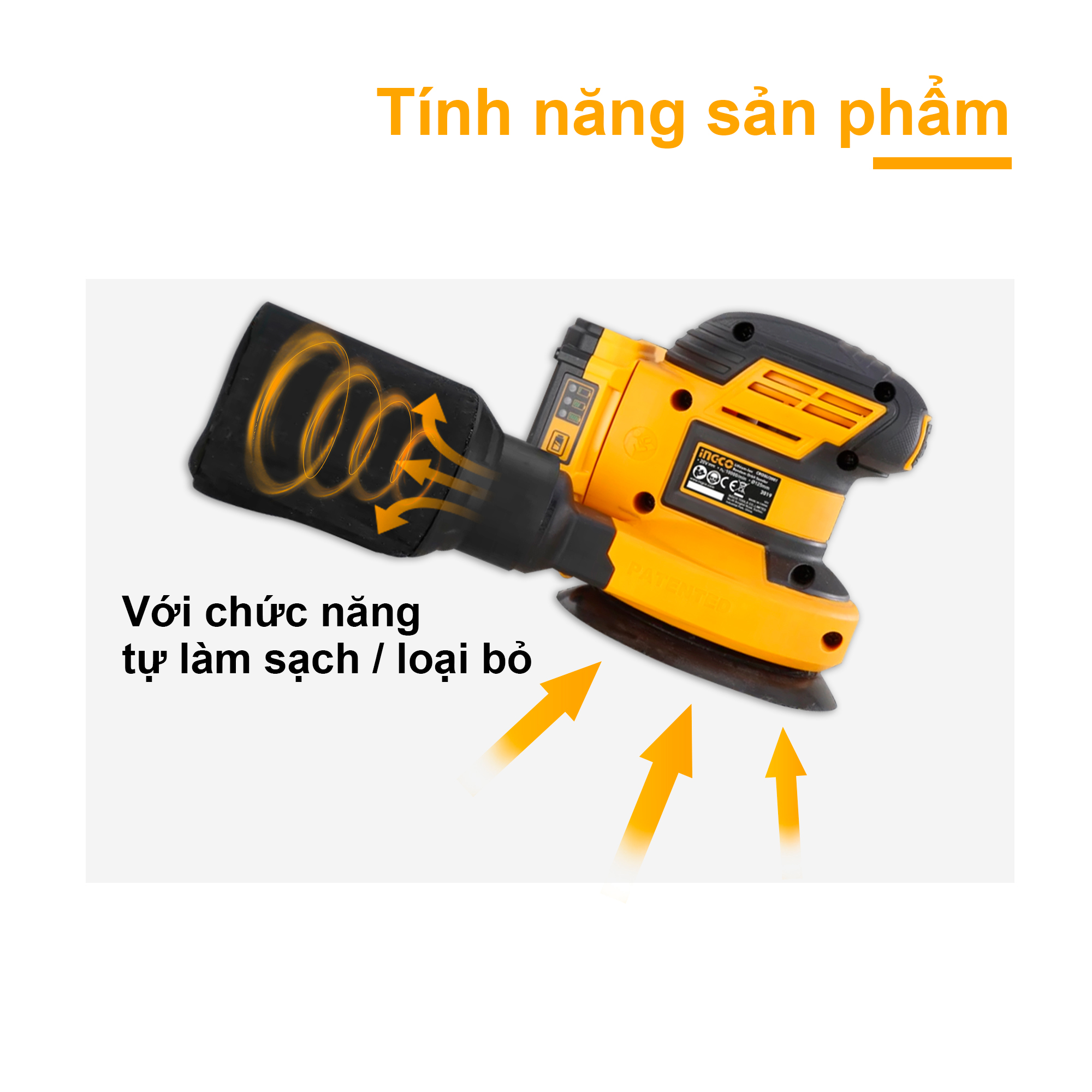 Máy chà nhám tròn dùng pin Lithium 20V INGCO CROSLI2001 (không kèm pin và sạc)