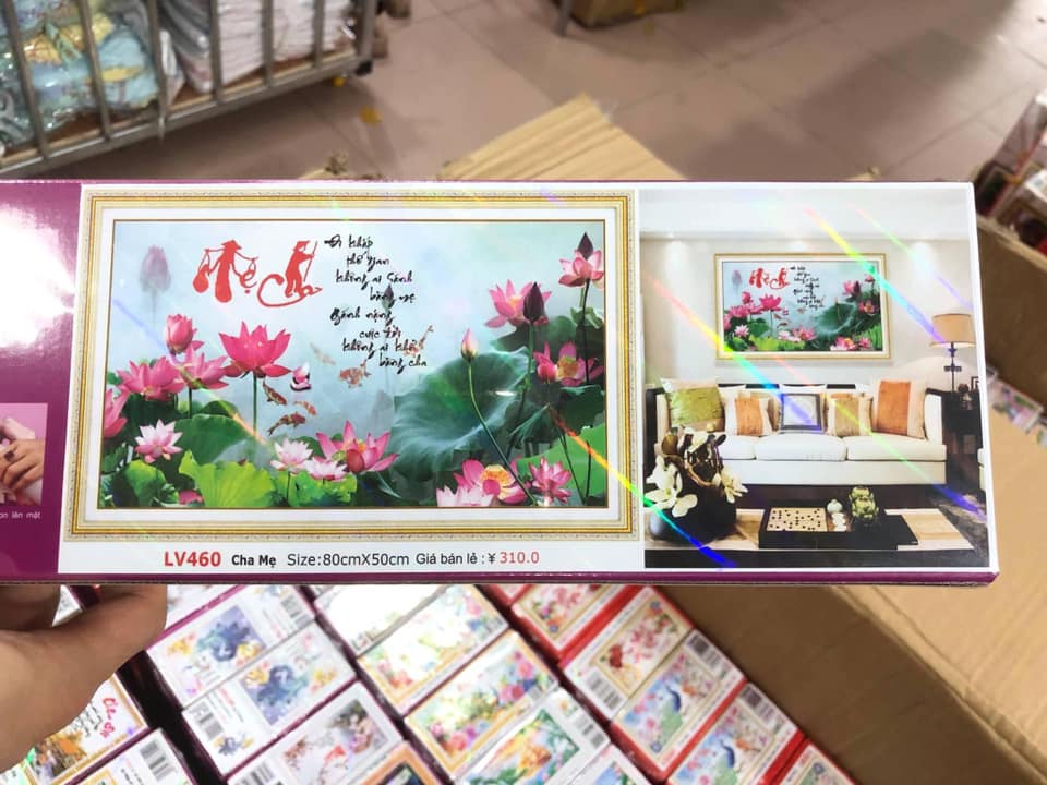 Tranh đính đá 5D Cha Mẹ LV460 (80x50cm)- chưa đính đá