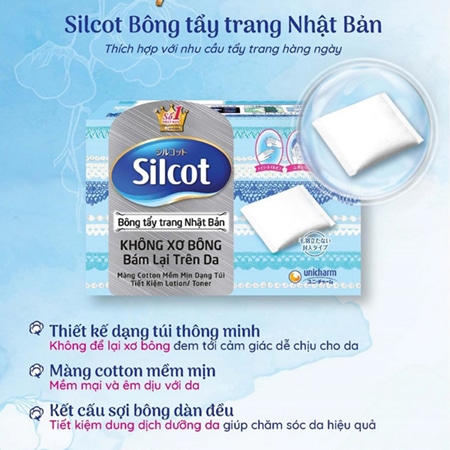 Combo 6 Bông Tẩy Trang Cao Cấp Silcot (Xanh Dương) Hộp 82 Miếng