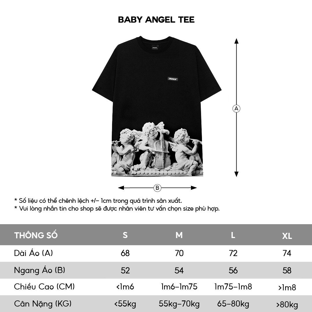 ÁO THUN ĐEN IN HỌA TIẾT BABE ANGEL - ĐEN