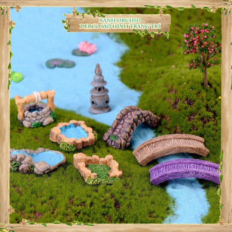Mô hình bộ bàn ghế mini trang trí tiểu cảnh sân vườn hồ cá  Cây Cảnh Online