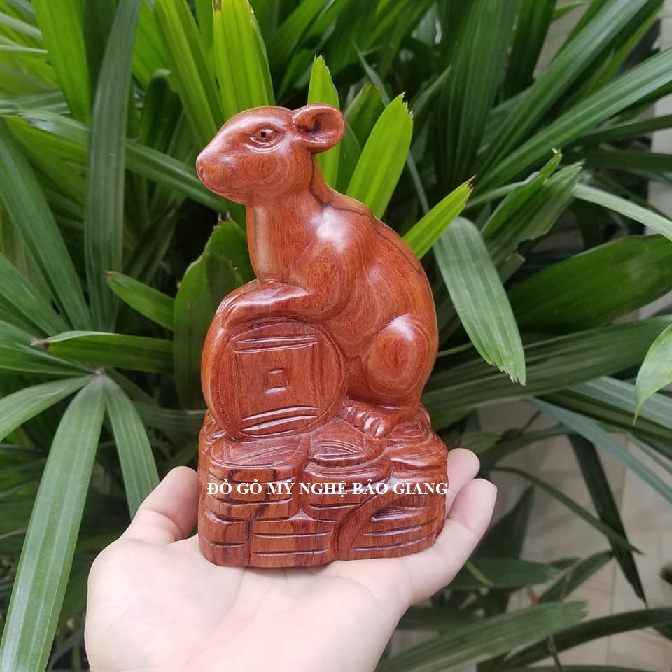 Tượng con chuột gỗ hương