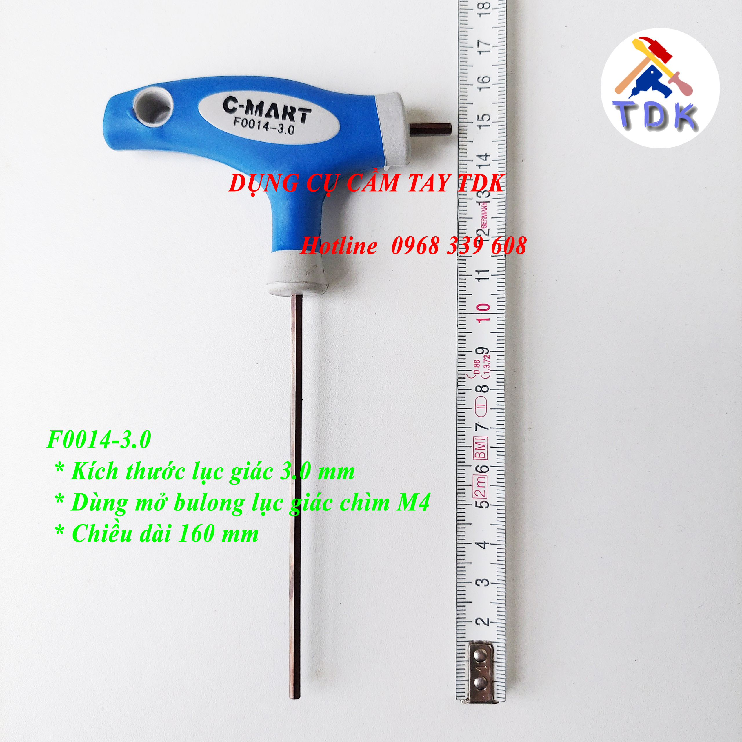 Lục giác chữ t 2 đến 10mm c-mart f0014, tay vặn lục giác thép s2