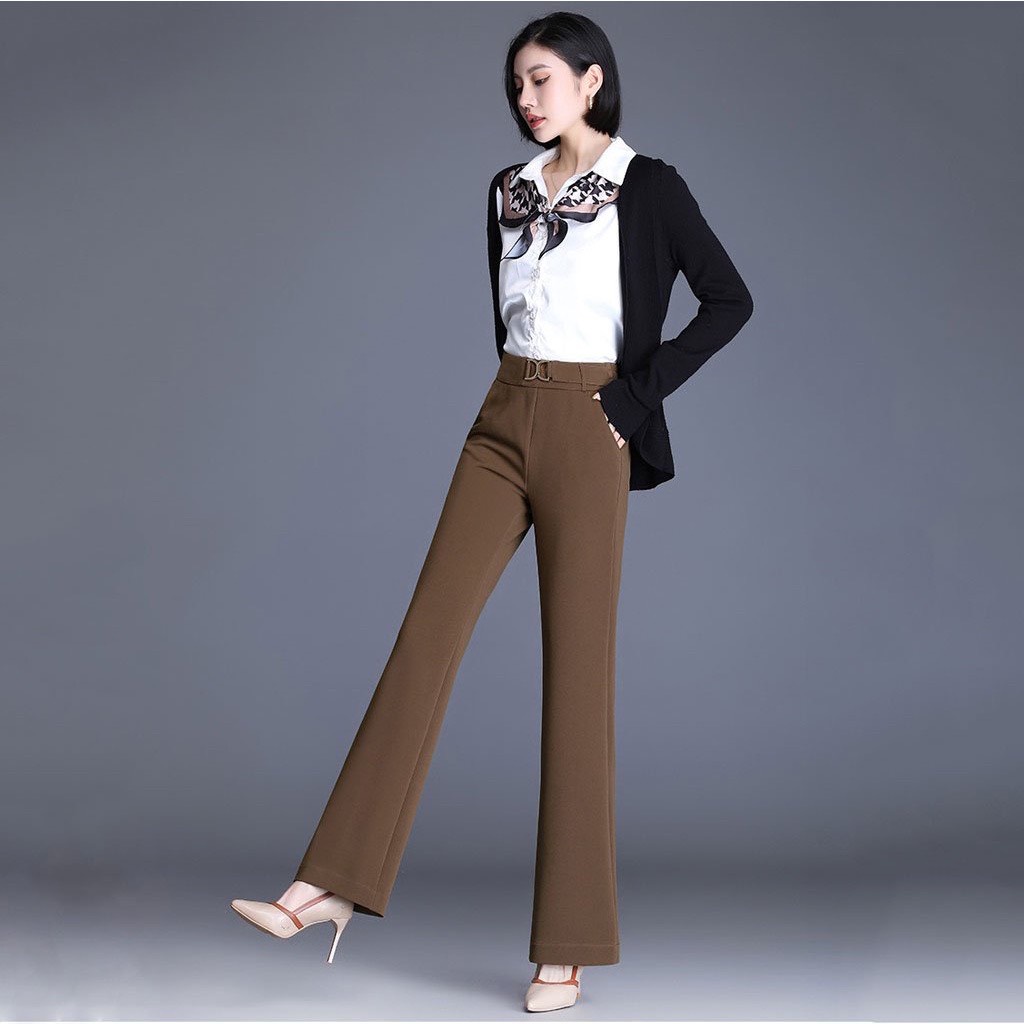 Quần tây nữ ống loe lưng cao vải UMI tôn dáng thời trang hằng ngày-XMPĐ-Mã 161C