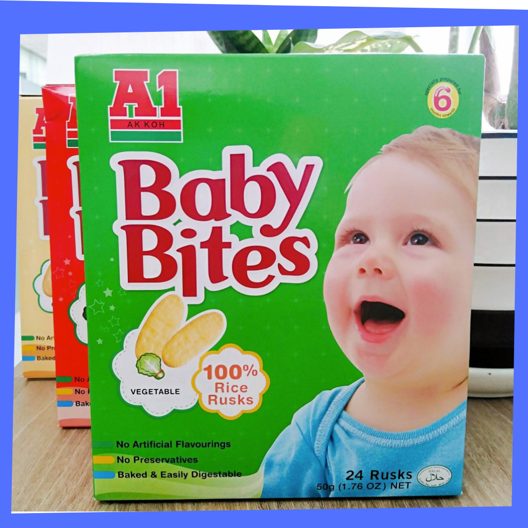 Bánh Gạo Ăn Dặm Vị Rau Củ Baby Bites A1 hộp 50g Bé từ 6 tháng