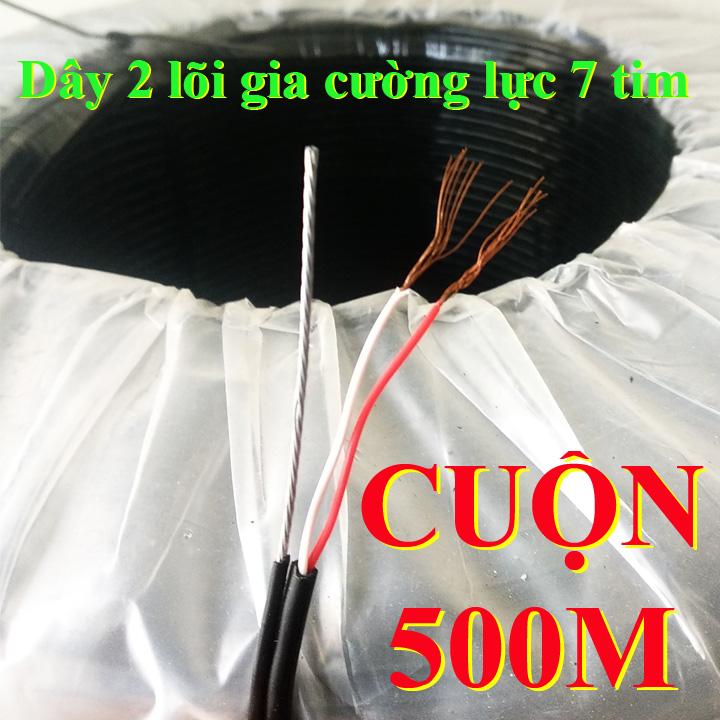 Dây 2 lõi mềm có gia cường lực loại 7 sợi đồng cuộn 500m