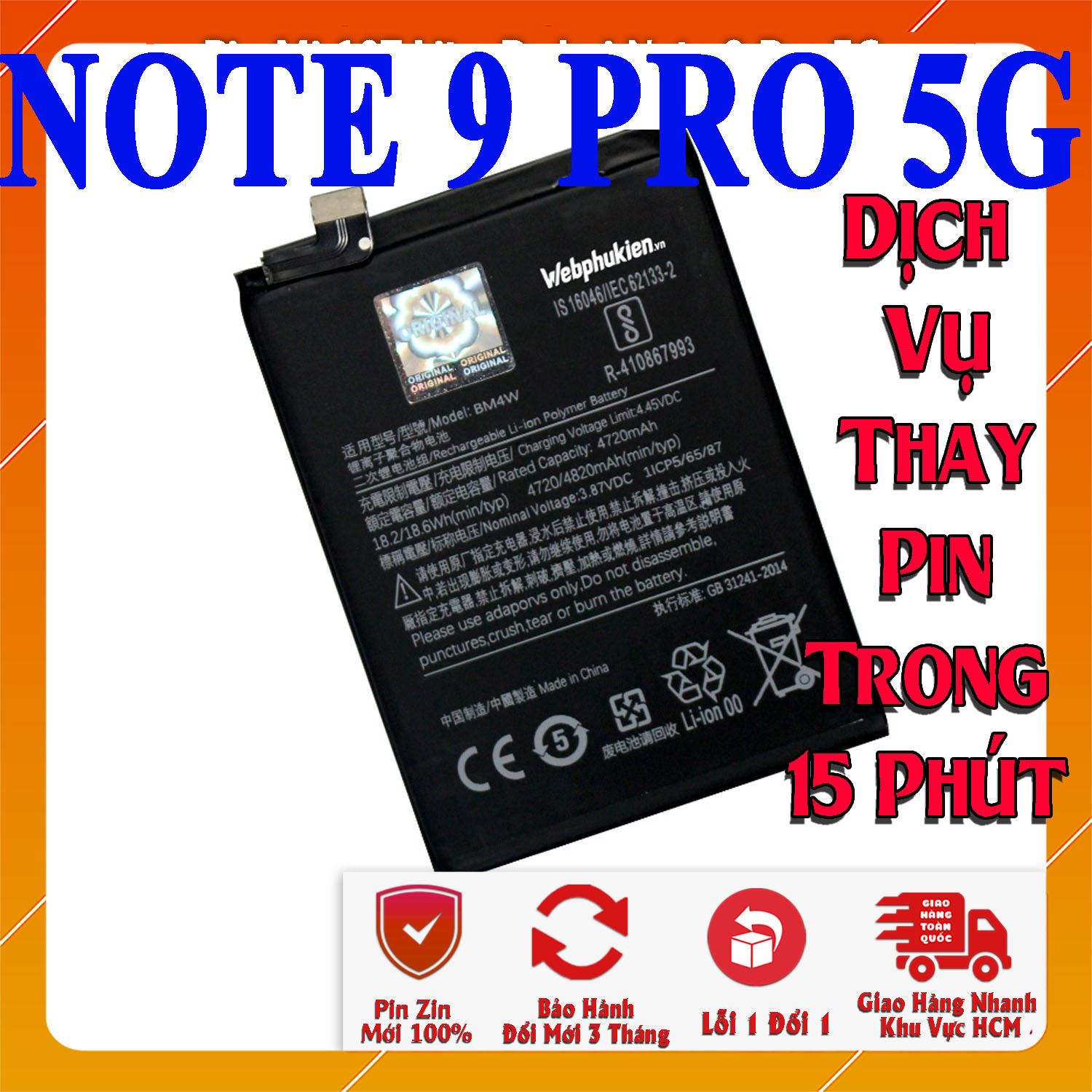 Pin Scud cho Xiaomi Redmi 5 Plus/Note 5/Note 9 Pro 5G/10/K30 Ultra/K40 Gaming/K30 Pro/K40/K40 Pro