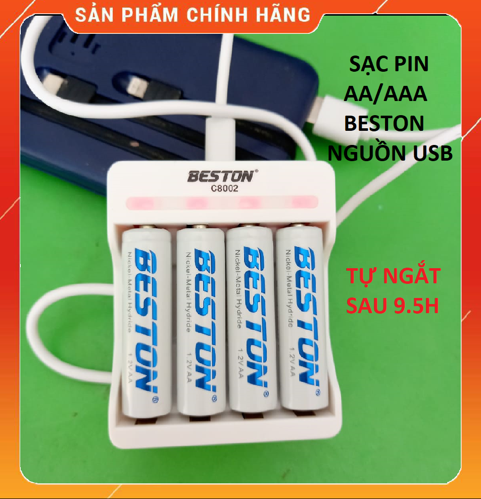 Pin sạc AA AAA Beston, bộ sạc pin BESTON C8002 chính hãng giá tốt, bảo hành 6 tháng  Pin micro không dây, camera, pin đũa bỏ điều khiển tivi