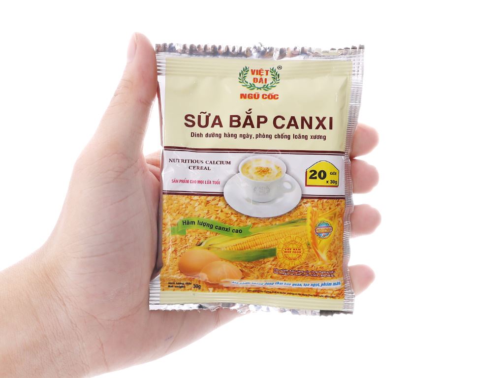 BỘT NGŨ CỐC SỮA BẮP CANXI VIỆT ĐÀI 600GR ( 20 GÓI x 30GR ) 01044