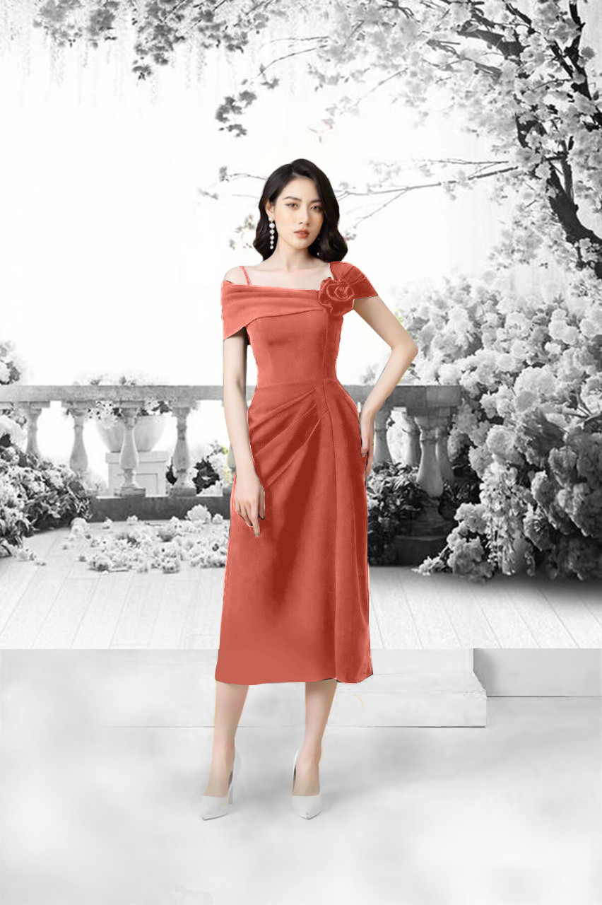 [HCM]Đầm trễ vai nhúng eo sang trọng
