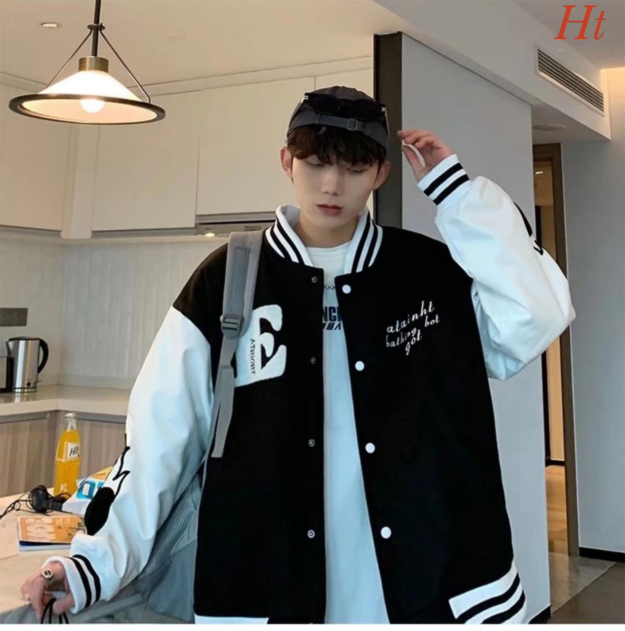 [FREESHIP] Áo Khoác Bomber nỉ Chữ E lửa tay,ht