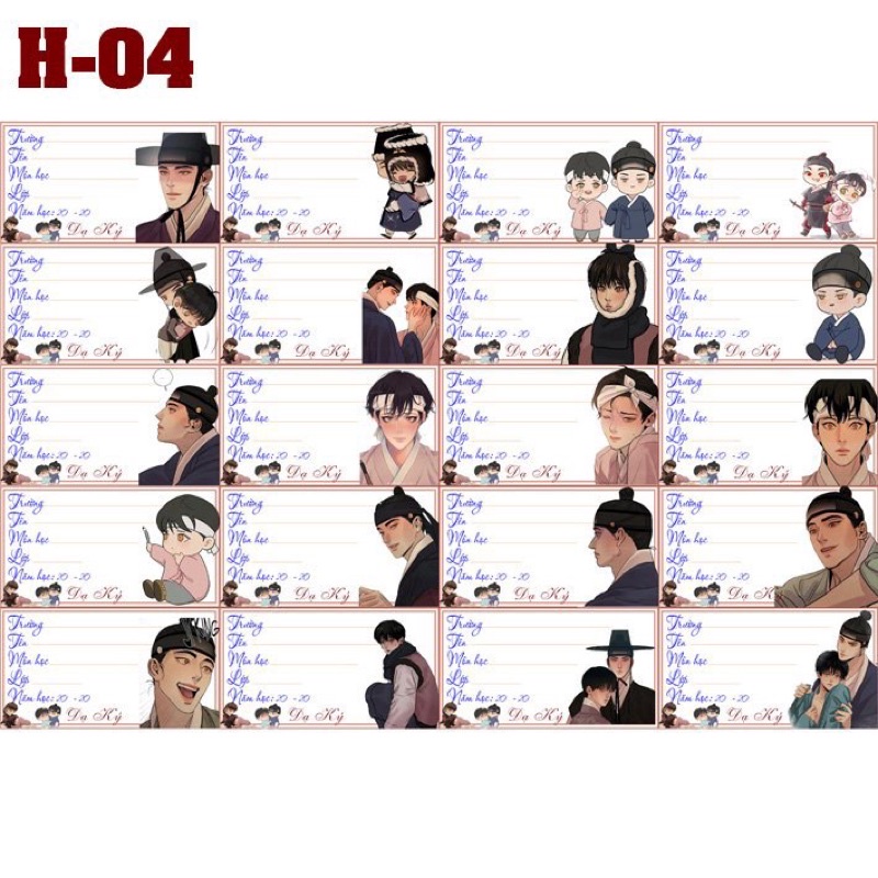 Nhãn vở dạ ký 20-80 cái khác nhau/ nhãn dán anime dạ ký